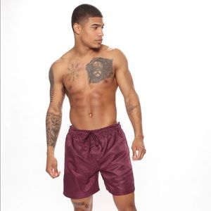 Burgundy Volley Trunks
